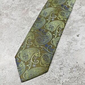 BEAU BRUMMEL Tie Mens One Size Green Paisley 100% Silk Made In China Necktie